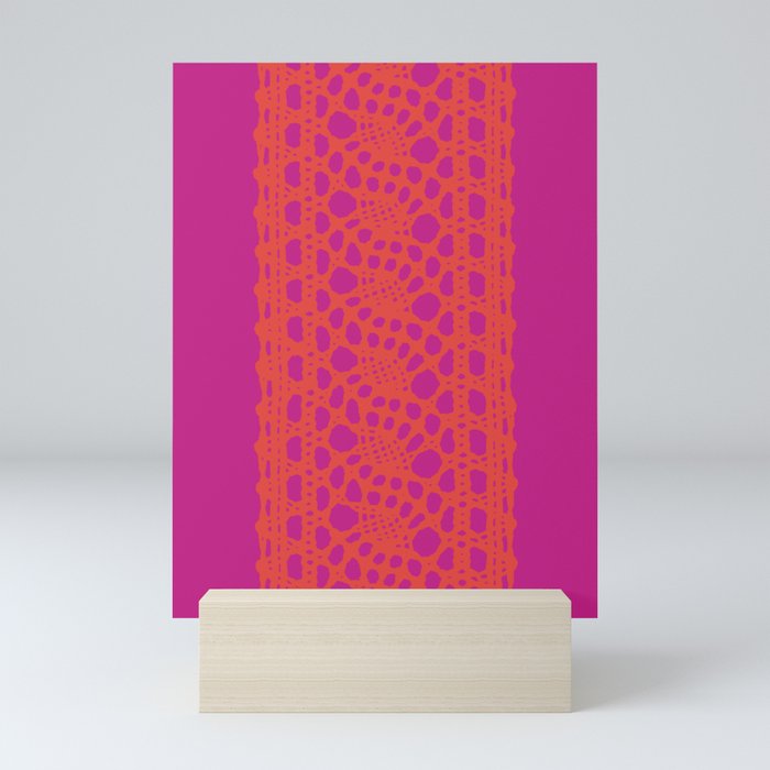 Lace in orange and pink Mini Art Print