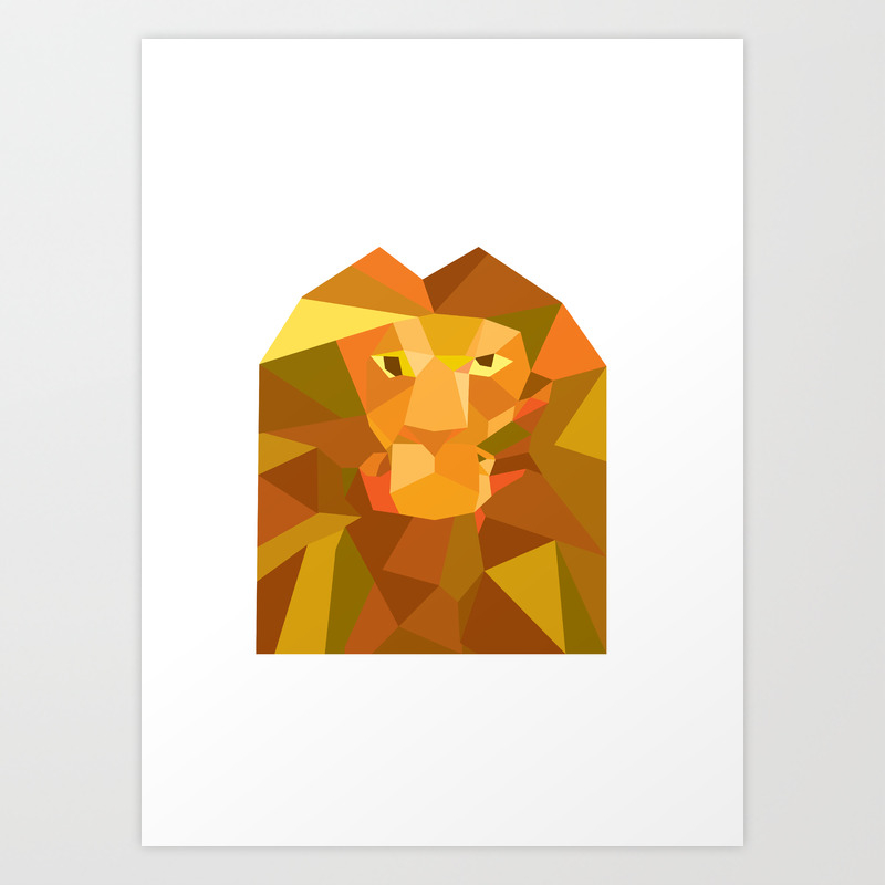 Lion Head Front Low Polygon Art Print By Patrimonio Society6