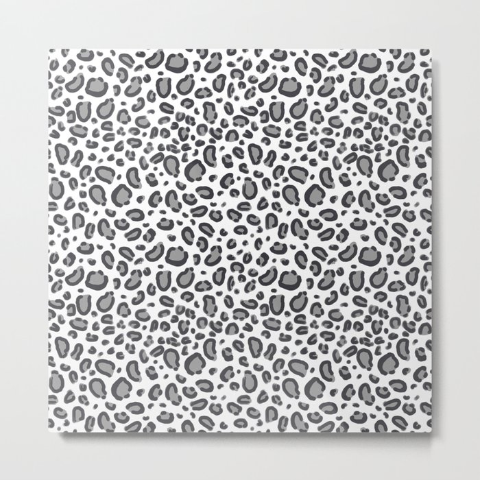 Cheetah pattern animal spots animal print pattern minimal black and white Metal Print