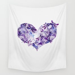 Dragonfly Heart - Ultraviolet Purple Wall Tapestry