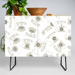 Vintage Rotary Dial Telephone Pattern on White Credenza