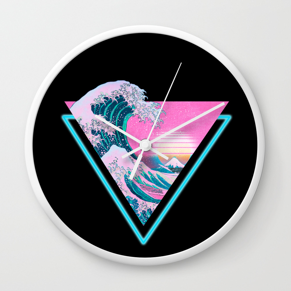Vaporwave Aesthetic 80 S 90 S Retro Great Wave Off Kanagawa Wall Clock By Coitocg Society6