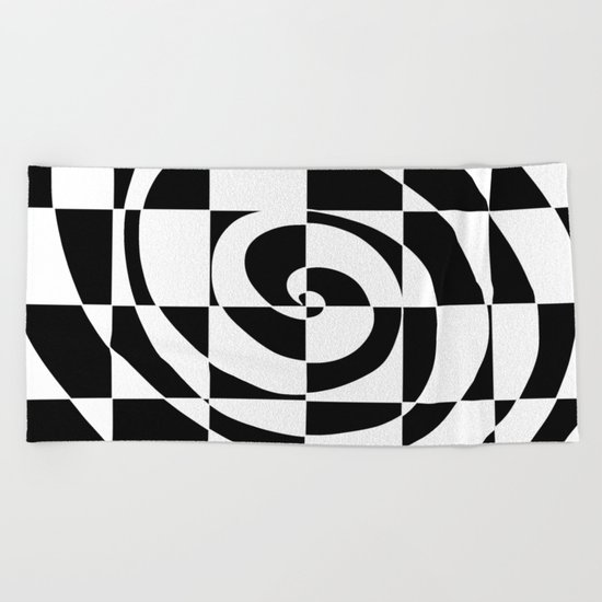 Black And White Swirl Beach Towel