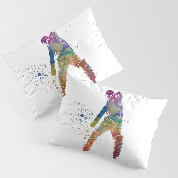 Watercolor cricket player Pillow Sham