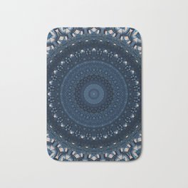 Mandala in light and dark blue tones Bath Mat | Nice, Rythm, Decorations, Geometric, Symbol, Decoration, Ornaments, Details, Flower, Blue 