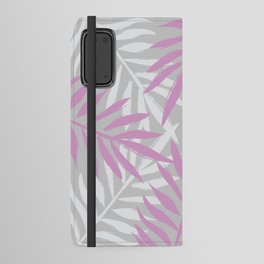 Tropical Leaves in White, Purple and Gray Android Wallet Case