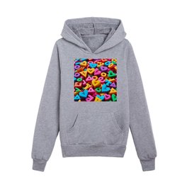 Abstract 3D Art with Letters, Hearts and Geometric Shapes by Emmanuel Signorino Kids Pullover Hoodie