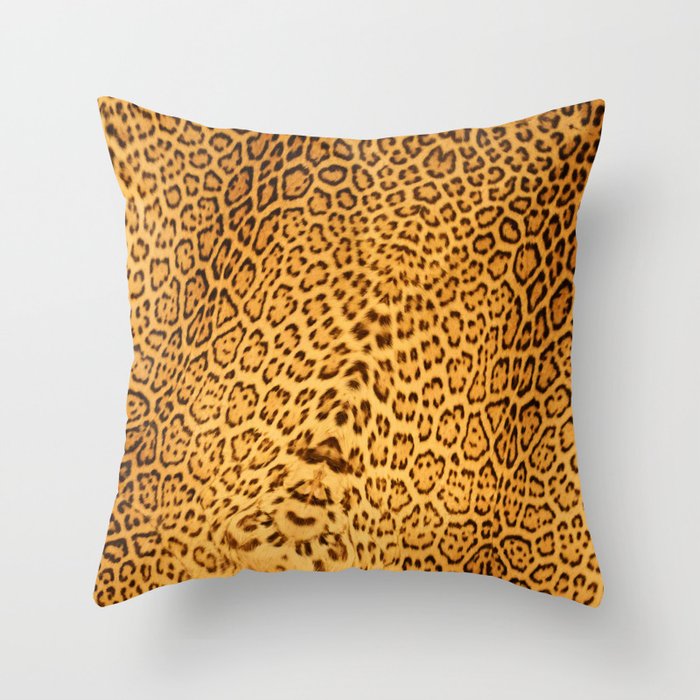 Brown Beige Leopard Animal Print Throw Pillow