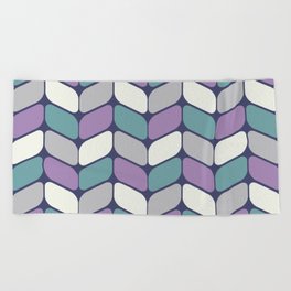 Vintage Diagonal Rectangles Gray Purple Turquoise Beach Towel
