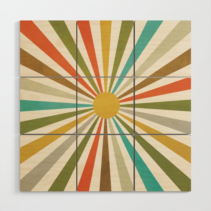 Sun Retro Art IV Wood Wall Art