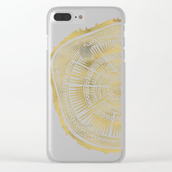 Paper Birch – Gold Tree Rings Clear iPhone Case