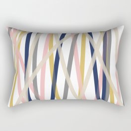 Ribbon Abstract in Mustard Yellow, Blush Pink, Navy Blue, Grey, Almond, and White Minimalist Modern Pattern Rectangular Pillow