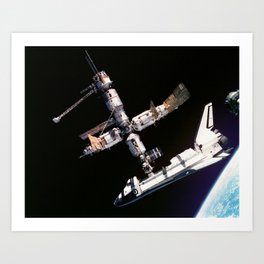 Space Shuttle Space Station Mir Dock Art Print | Spaceshuttle, Spacestation, Capecanaveral, Photo, Livinginspace, Soyuz, Docking, Russia, Mir, Largespacestation 