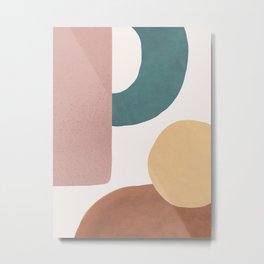 Abstract Earth 1.2 - Painted Shapes Metal Print | Midcenturymodern, Gold, Painted, Graphic, Abstract, Pastel, Modern, Geometric, Forms, Painting 