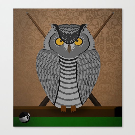 owl playing billiards Canvas Print