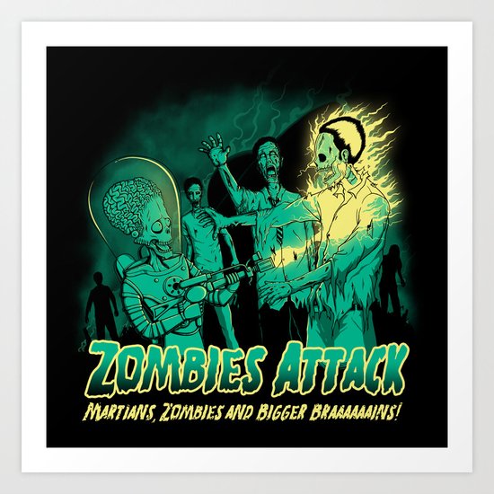 Zombies Attack Art Print