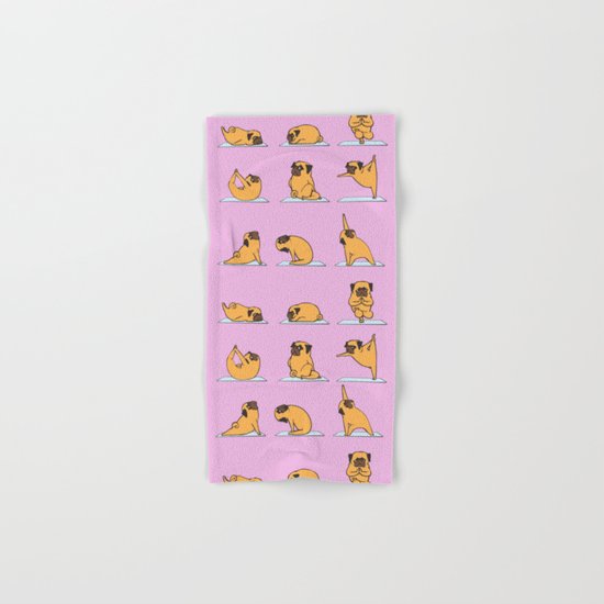 Pug Yoga // Pink Hand & Bath Towel