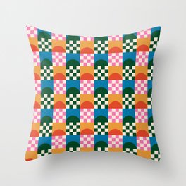 Checkered Rainbow Throw Pillow
