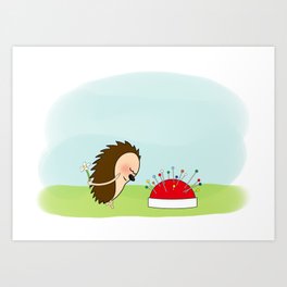 Lovestruck hedgehog Art Print