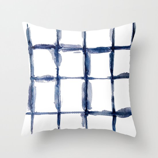 Watercolor indigo Shibori Throw Pillow