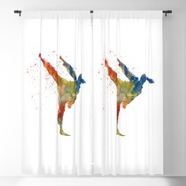 karate martial art in watercolor Blackout Curtain