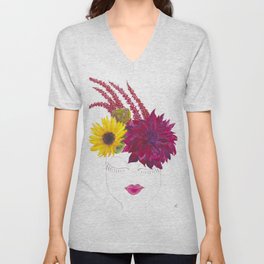 Blooms On the Brain V Neck T Shirt