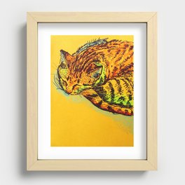 Cat Shimmie (ochre paper)  Recessed Framed Print