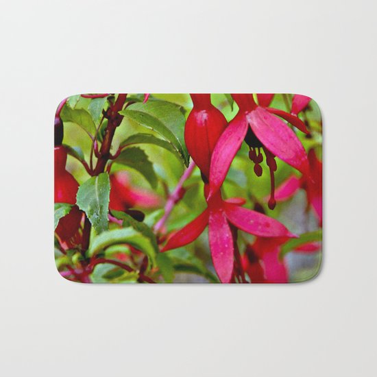 Pink Fuchsia Blossoms Bath Mat