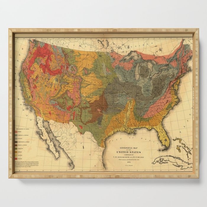 Vintage United States Geological Map Serving Tray