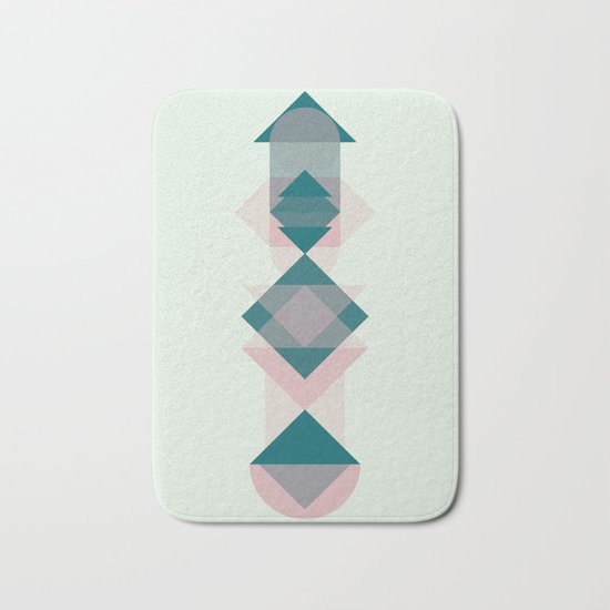 Nr. 1 Geometric Totem Pole Blush Pink and Green Bath Mat