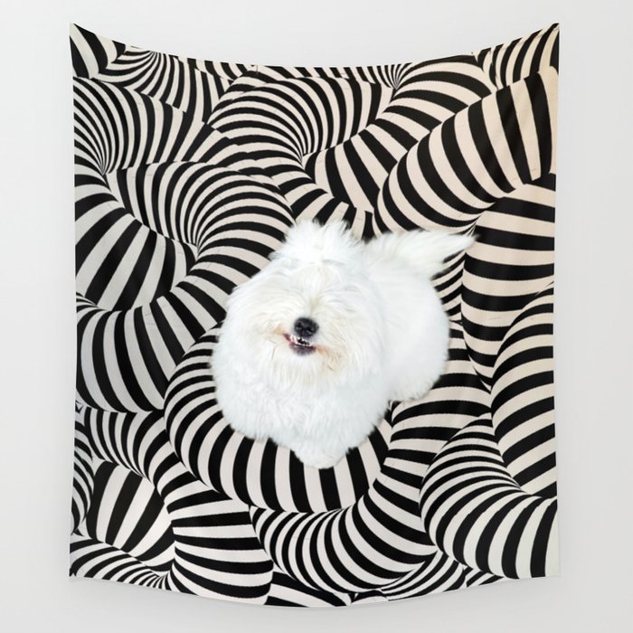 Cheshire Coton - grin trippy psychedelic puppy  in wonderland Wall Tapestry