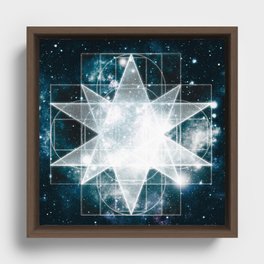 Sacred Geometry : Teal Galaxy Framed Canvas