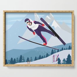 Skiing - Flying Serving Tray