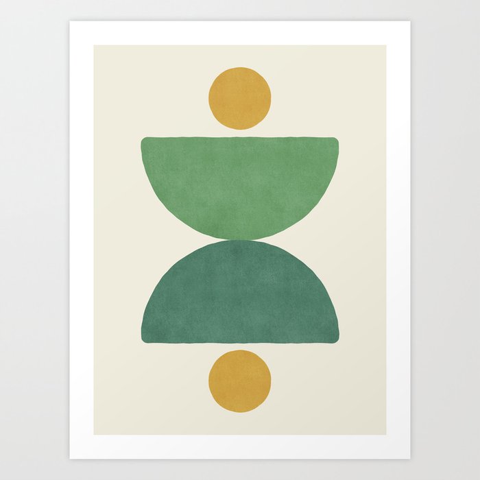 Half-circle Balance - Green Gold Art Print