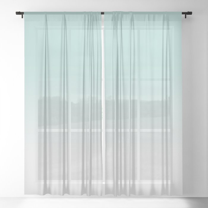 Ombre Duchess Teal and White Smoke Sheer Curtain