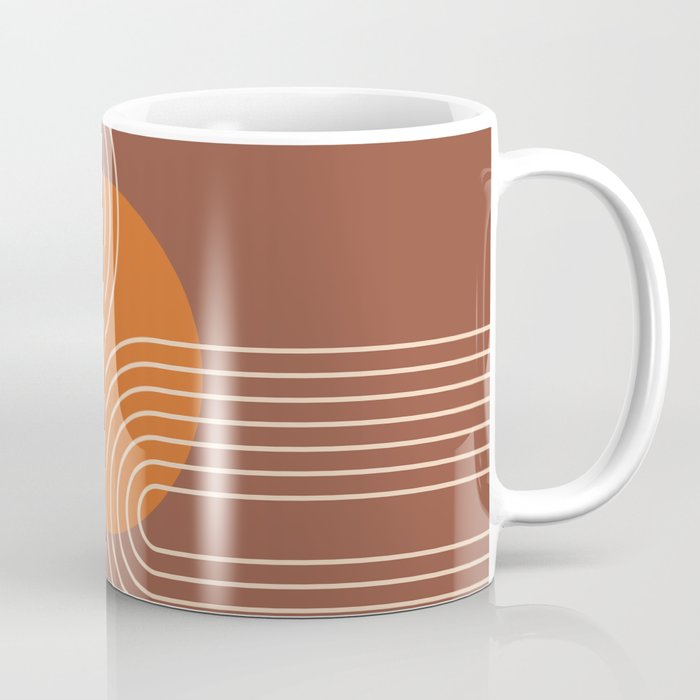 Mid Century Modern Geometric 182 in Terracotta Orange Beige Coffee Mug