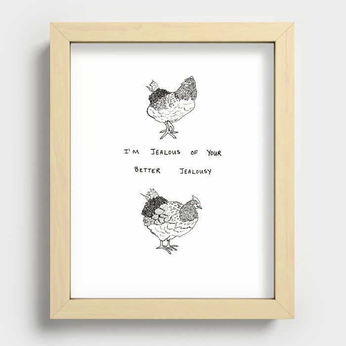 Jealous Chicken (2) Recessed Framed Print