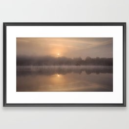 Misty Sunrise Lake in Ireland Framed Art Print
