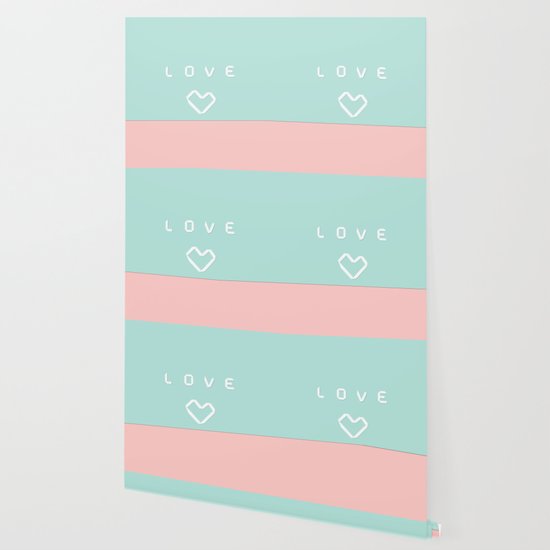 Paper Love On Mint Green Wallpaper By Annartshock Society6