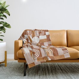 aria geometric patchwork - orange Throw Blanket