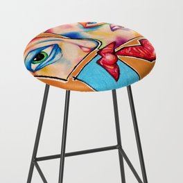 colorful abstract face Bar Stool