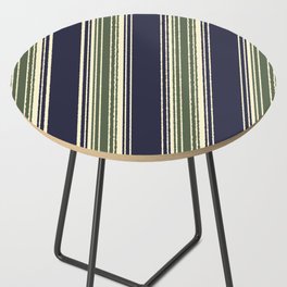 Navy blue and sage green stripes Side Table