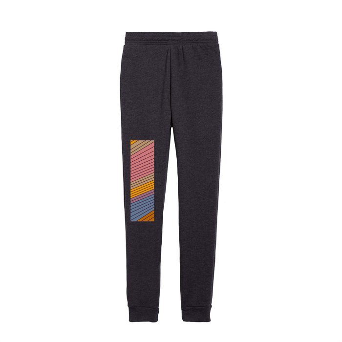 Minimal Pink, Beige, Yellow, Blue Vintage Colors Line Abstract  Kids Joggers