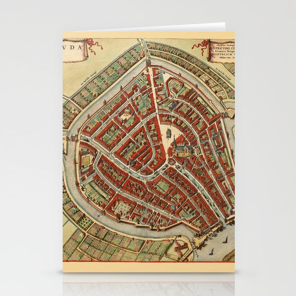 Map Of Gouda 1650 Stationery Cards