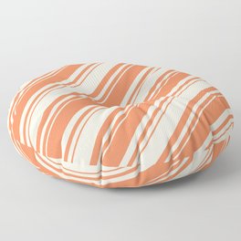 [ Thumbnail: Coral and Beige Colored Lined/Striped Pattern Floor Pillow ]