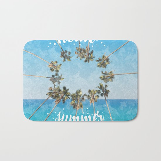 hello summer palm trees design 2 Bath Mat