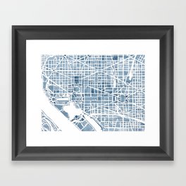 Washington DC Blueprint watercolor map Framed Art Print