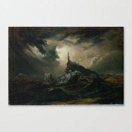 Stormy Sea with Lighthouse  - Carl Blechen  Canvas Print