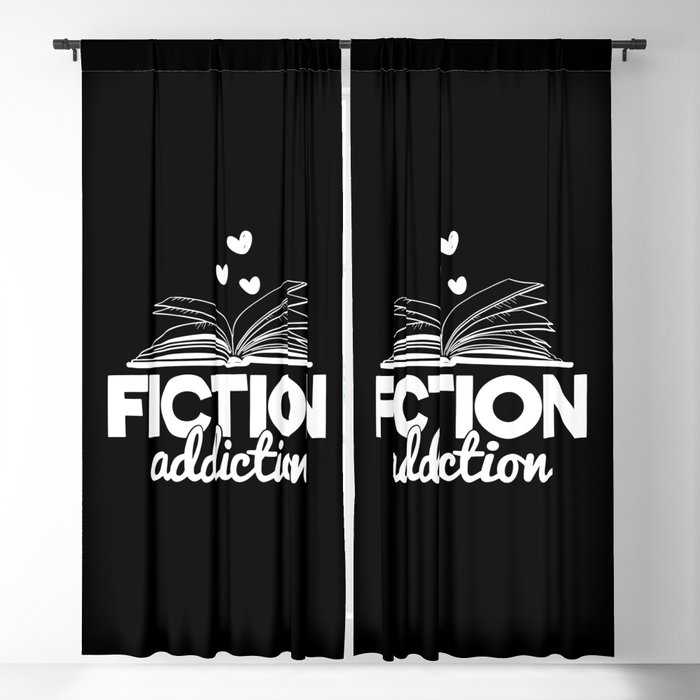 Fiction Addiction Bookworm Reading Quote Saying Book Design Blackout Curtain