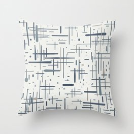 Mid-Century Modern Kinetikos Pattern in Neutral Blue Gray Tones on Nearly White Throw Pillow